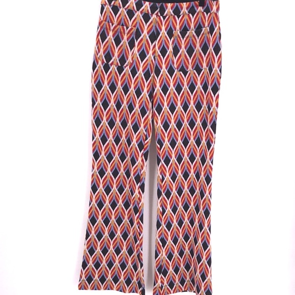 FREE PEOPLE GEO PRINT RETRO FLARE STRETCH PANTS 2 - Picture 3 of 8